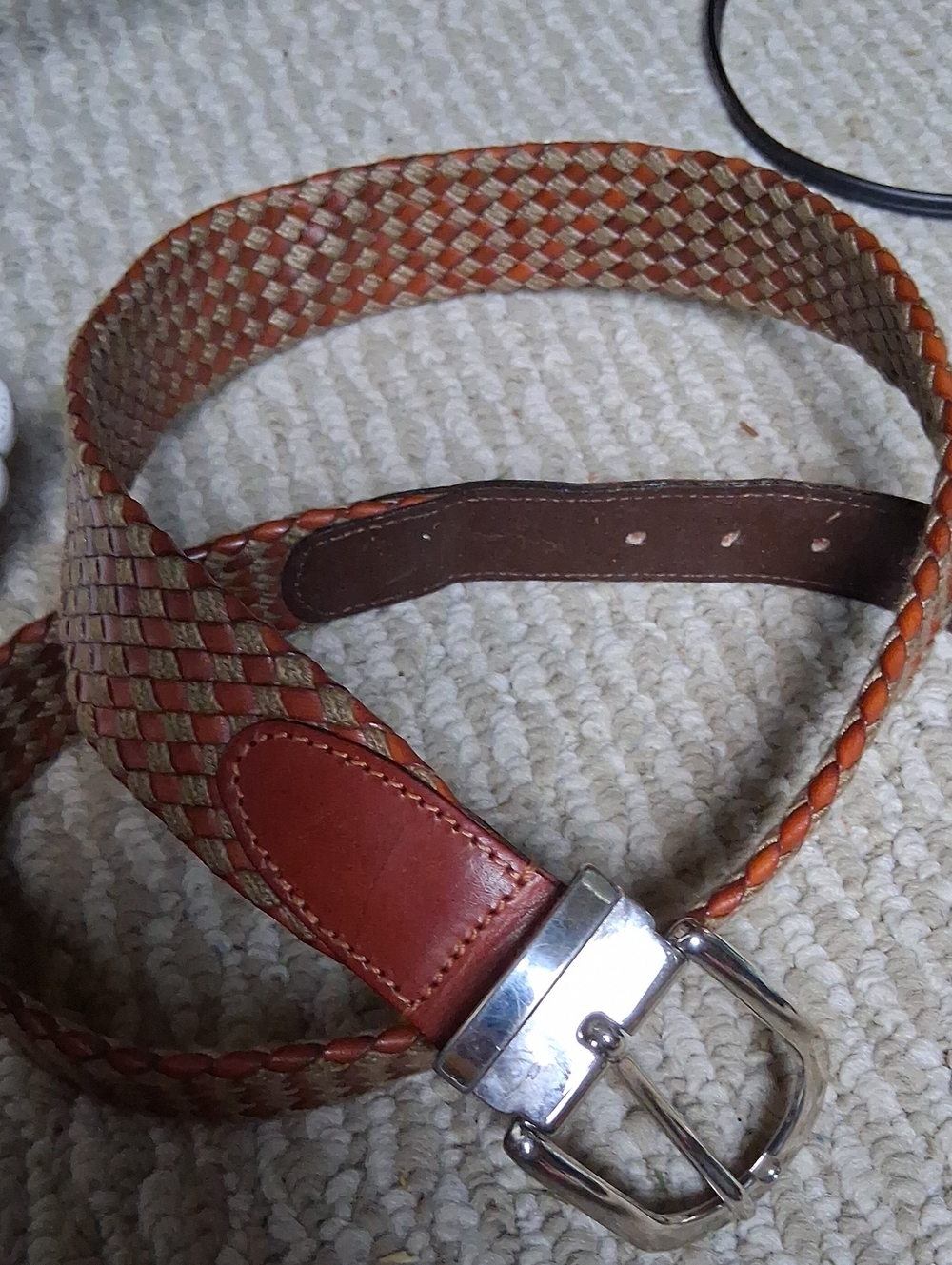 Vintage Braided Leather Men's Belt in Brown and Tan